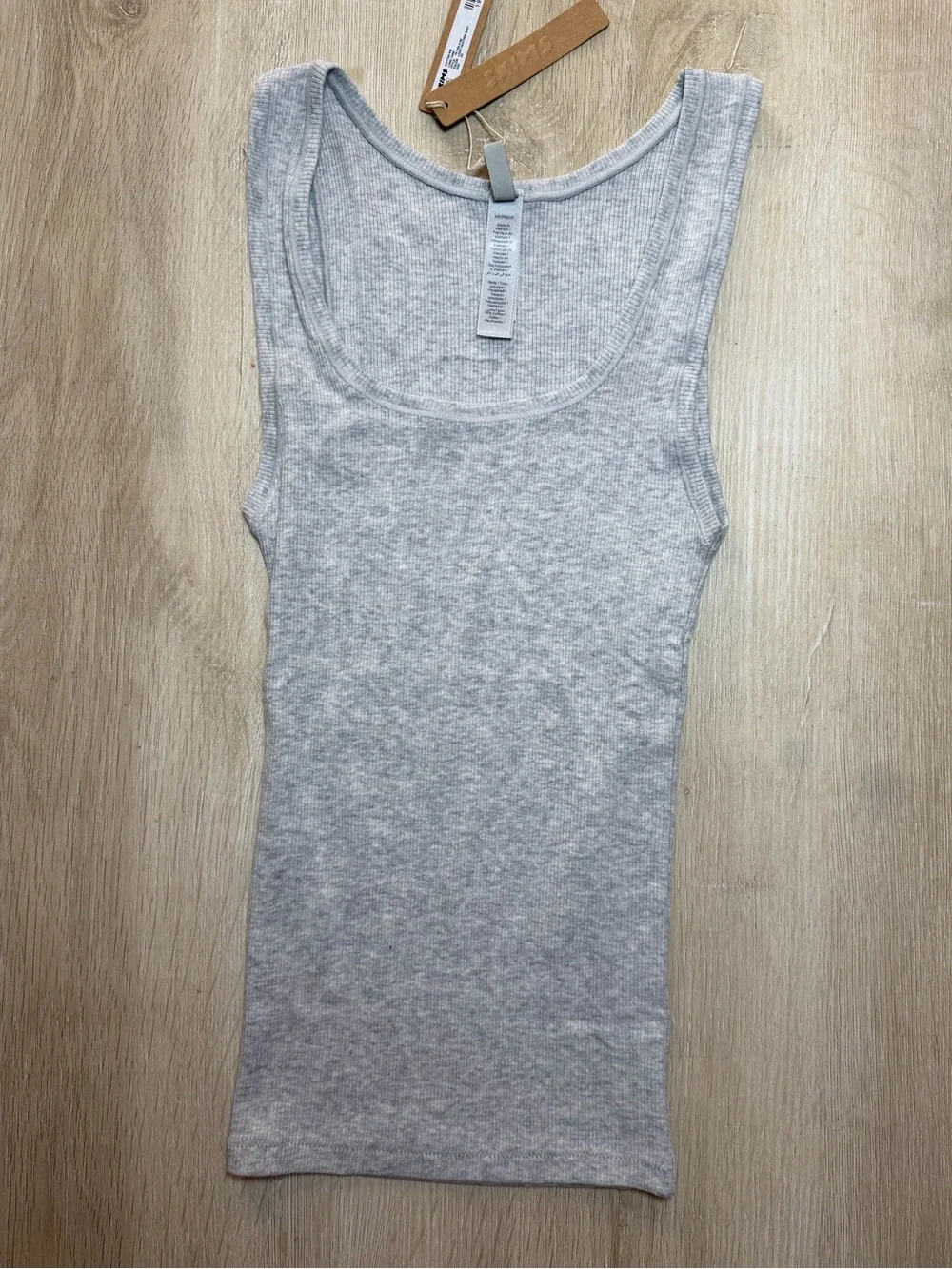SKIMS Skims Cotton Rib Long Tank in Light Heather Grey